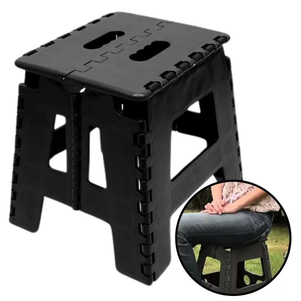 Banqueta Banquinho Dobrável de Plástico Até 100 Kg Resistente Viagem — R$ 23,50 em Shopee