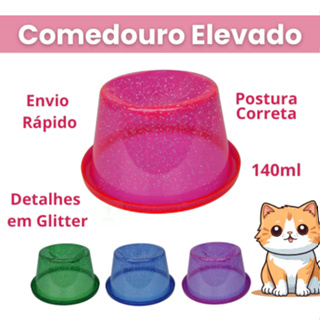 2 und Comedouro Elevado Gato 140ml Translúcido com Glitter Comedouro Anti Formiga Ergonômico Pote Pet em Oferta na Shopee