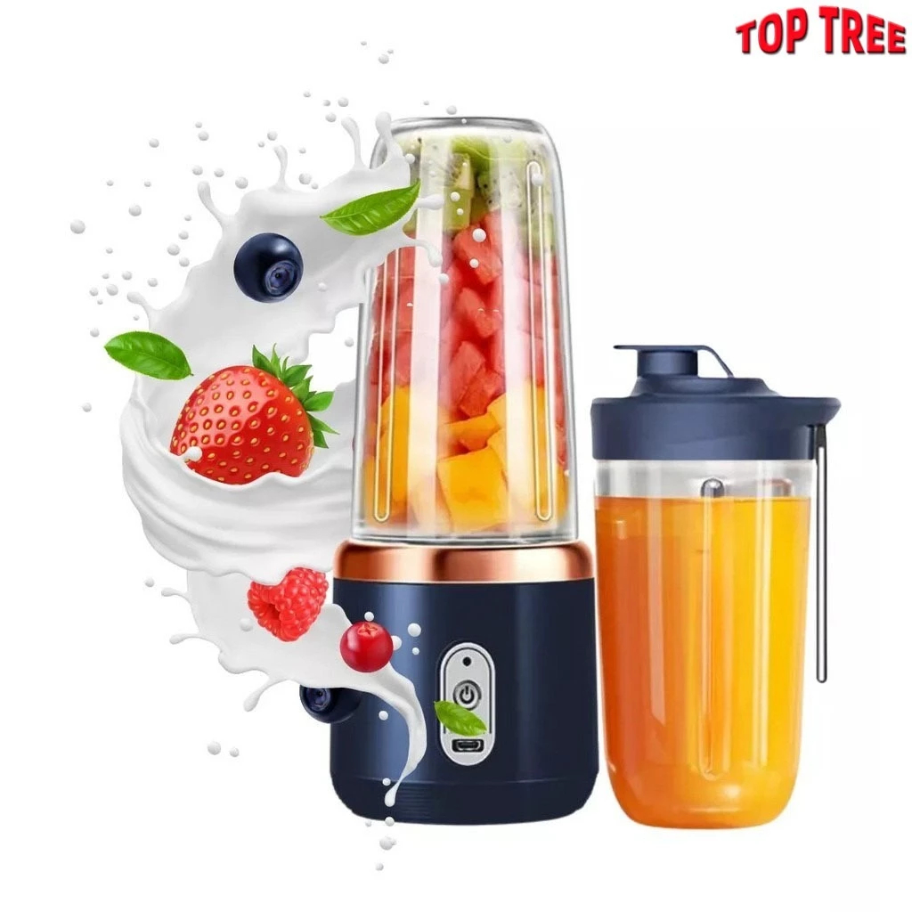 Espremedor Elétrico Mini Liquidificador Portátil 4 Lâminas De Suco De Alimentos Misturador 400ml