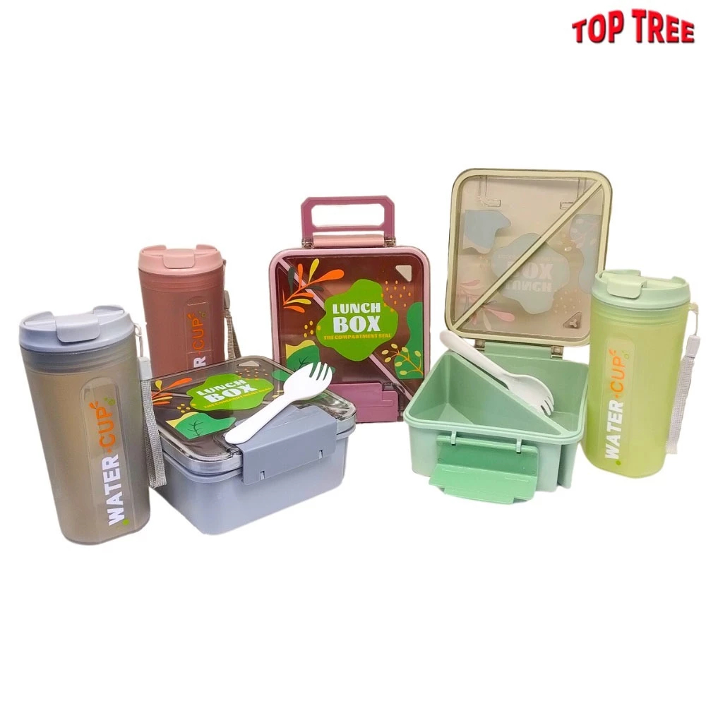 Conjunto de Lancheira Bento e Garrafa de Agua para Estudantes Camping e Outros Top Tree