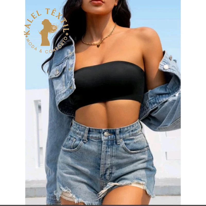 kit com 2 Cropped Top Faixa Tomara que caia Academia  look diversos Suplex