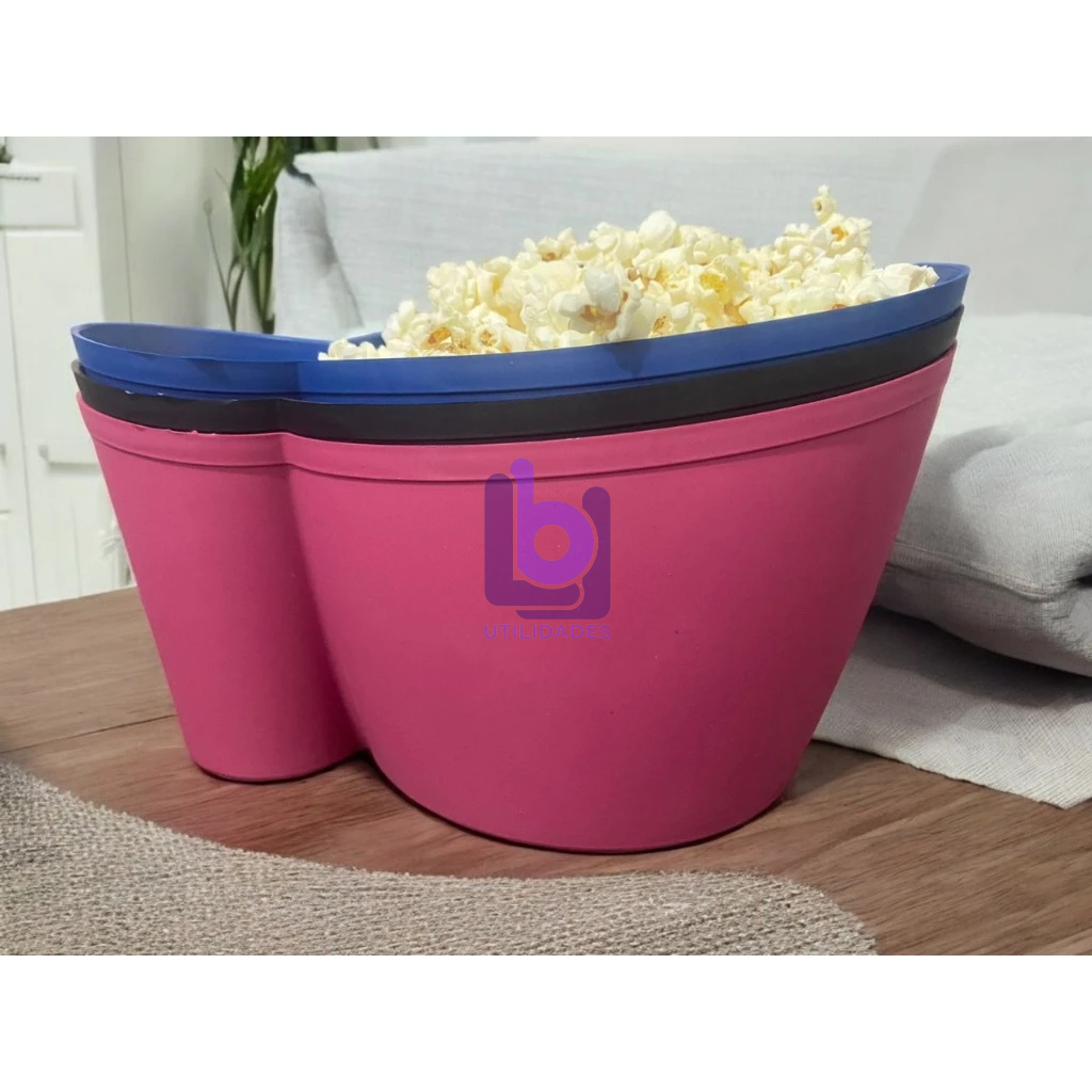 Kit 20 baldes de pipoca plástico coloridos com porta copo cores cinema cineminha