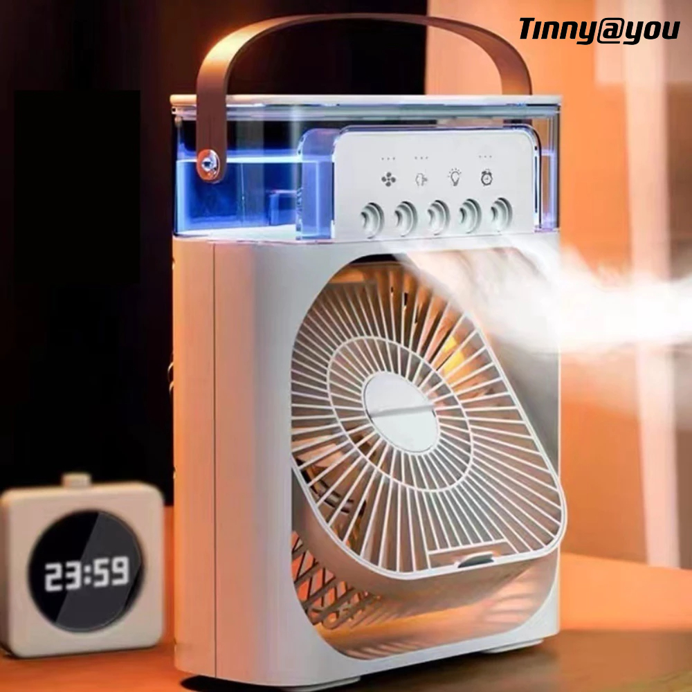 Refrigerador De Ar Ventilador Umidificador  Com Led Reservatório De Água Led Tipo C USB TI...