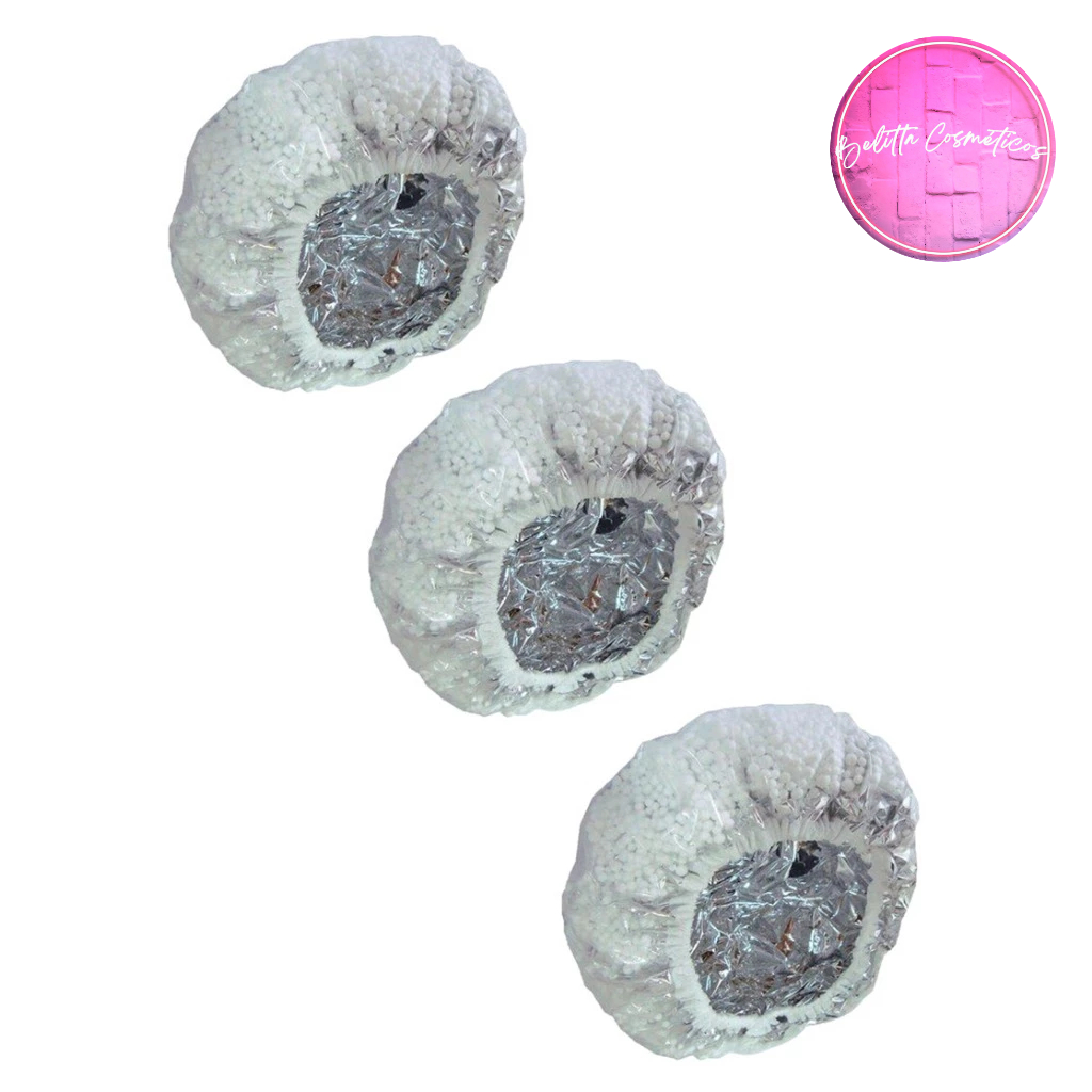 Kit com 3 Toucas Metalizadas com Isopor Térmica para Tratamento de Hidratação Potencializa o Calor em Oferta na Shopee