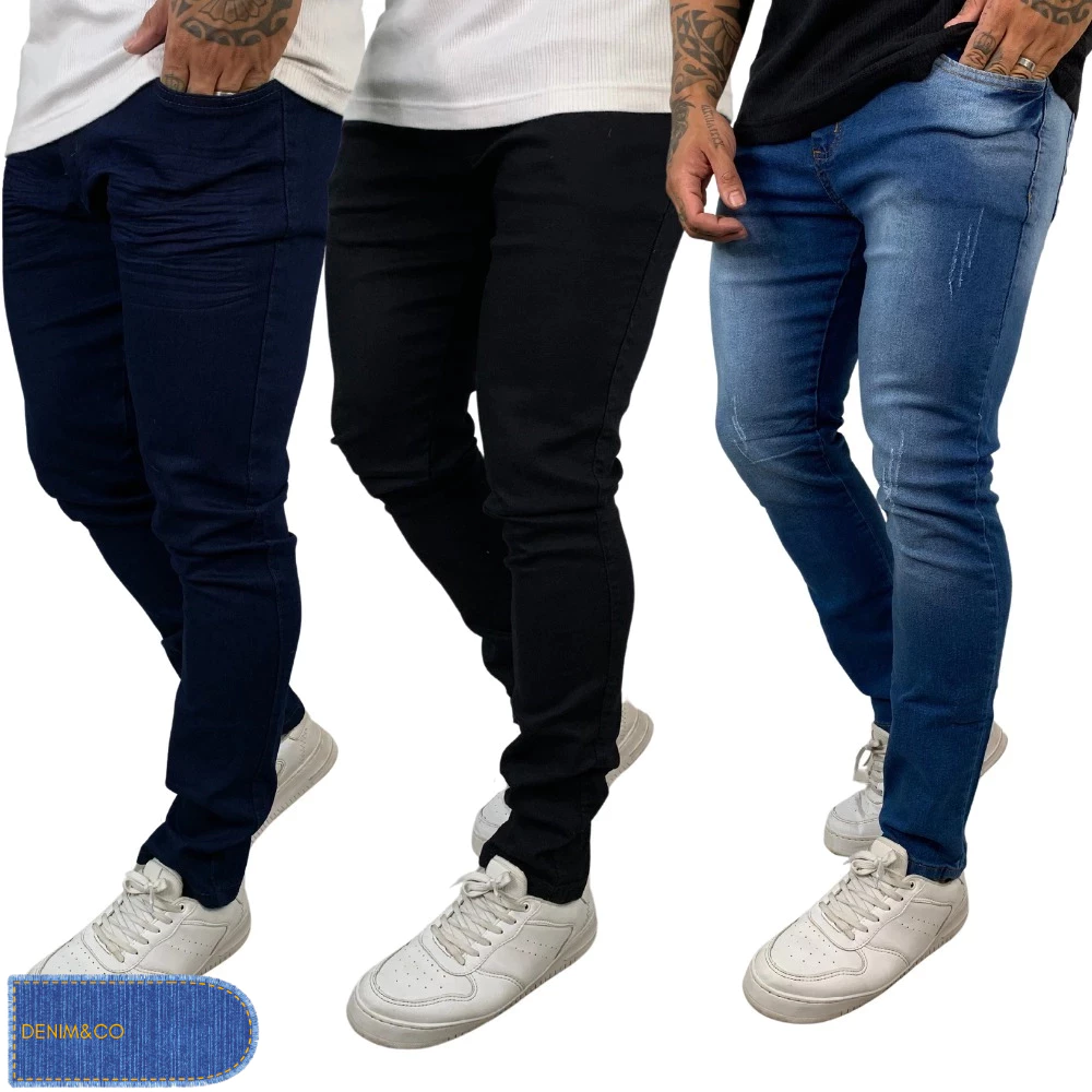 Kit Calças Jeans Masculina  Skinny para trabalho costura reforçada Original — imagem 1