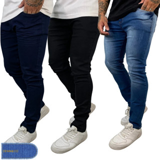 Kit 3 Calças Jeans Masculina  Skinny para trabalho costura reforçada Original