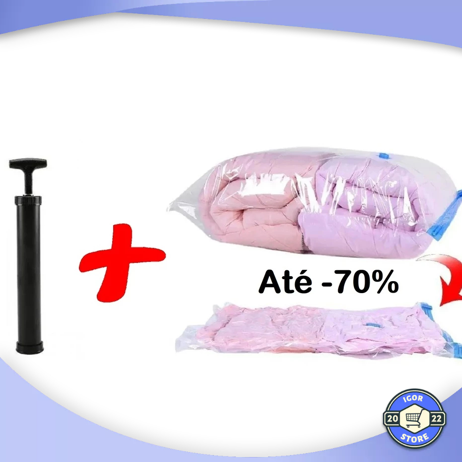 Kit 10 Sacos A Vácuo 60x80 Organizador de Roupa + Bomba de Sucção Manual Tira Ar Saco A Vácuo Para Edredom Cobertor Roupa Toalha OFERTA Envio imediato