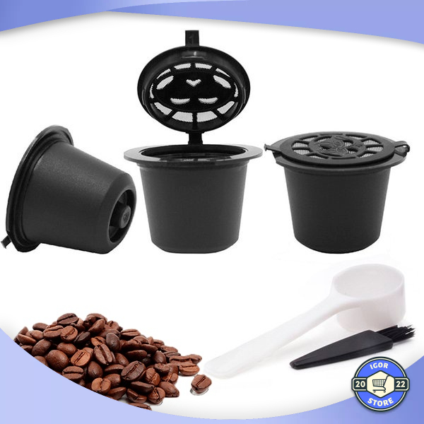 Kit 3 Cápsulas Café Nespresso Reutilizável Reaproveitável com Dosador e Pincel de Limpeza Oferta Envio imediato