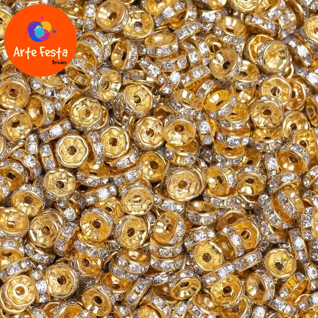 Rondela  Rondelle entremeio de Strass 08Mm em Oferta na Shopee