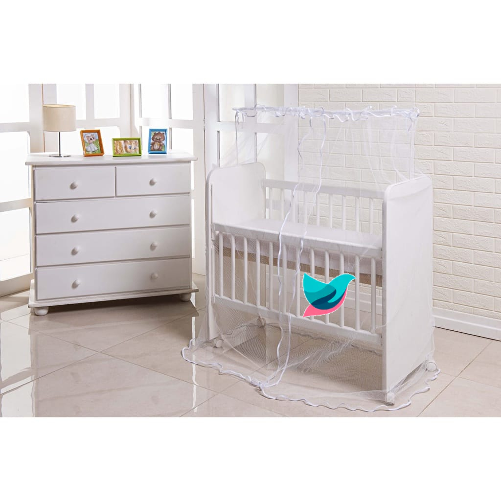 Mosquiteiro para Mini Berço de Bebê Todo Branco - Véu para mini Berço Inteiro Branco