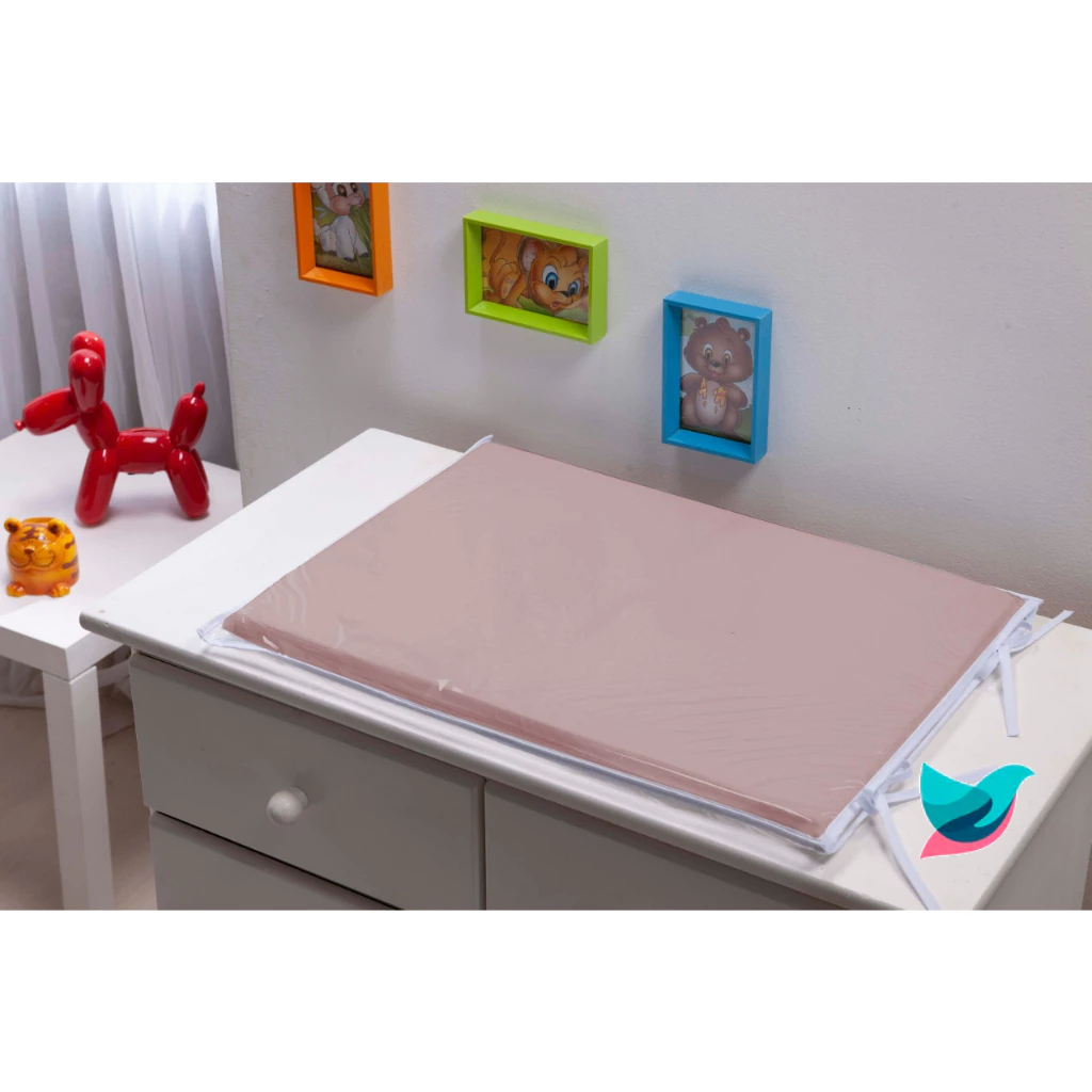 Trocador para Comoda de Bebê Rose Liso Rosa Envelhecido Rosa Antigo com Espuma Removivel