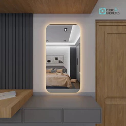 Espelho Retangular com LED E14 Grande Decorativo Sala Quarto Loja Banheiro com Suporte