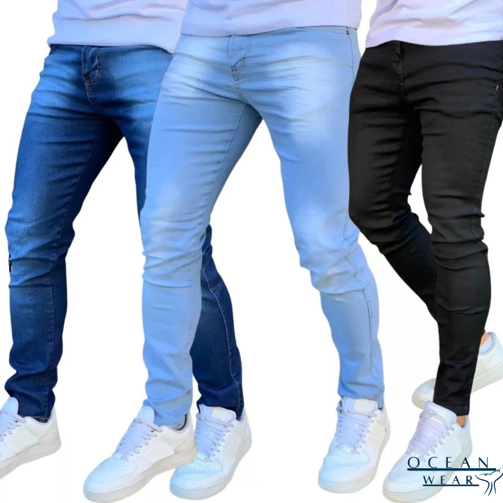 Kit 3 Calça Jeans Skinny Masculina Com Lycra Estica Muito Nf super promoção
