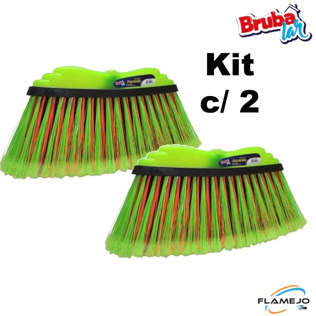 Vassoura grande 37 cm kit c/ 2 Unidades não acompanha cabo Brubalar