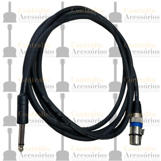 Cabo Microfone P10 para XLR Canon Fêmea Mono Emborrachado 1m 2m 3m 4m 5m 7m 10m
