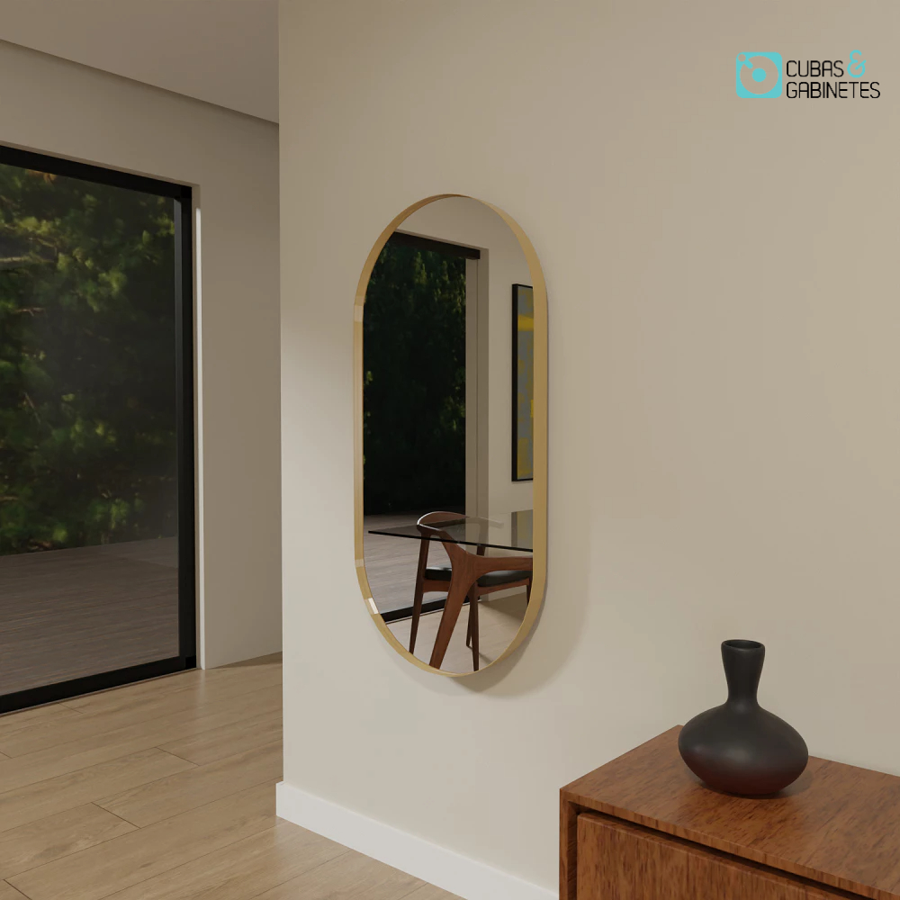 Espelho Oval Grande Decoração 115cm x 60cm Moderno com Moldura em Aluminio · foto 2