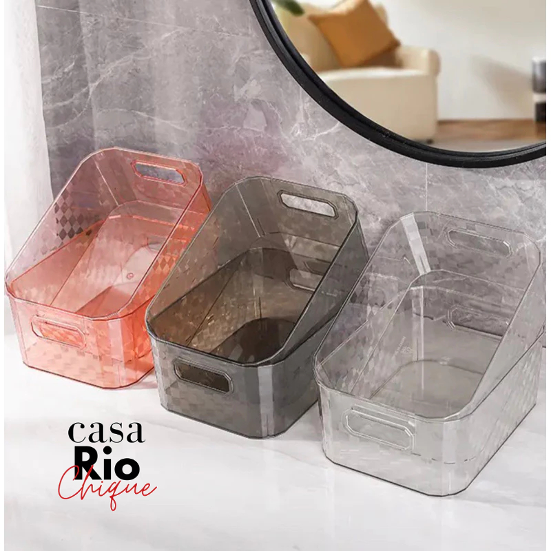 Caixa Organizadora Decorativa Multiuso Resistente Transparente Cesto de Armazenamento Quadradinho em Oferta na Shopee