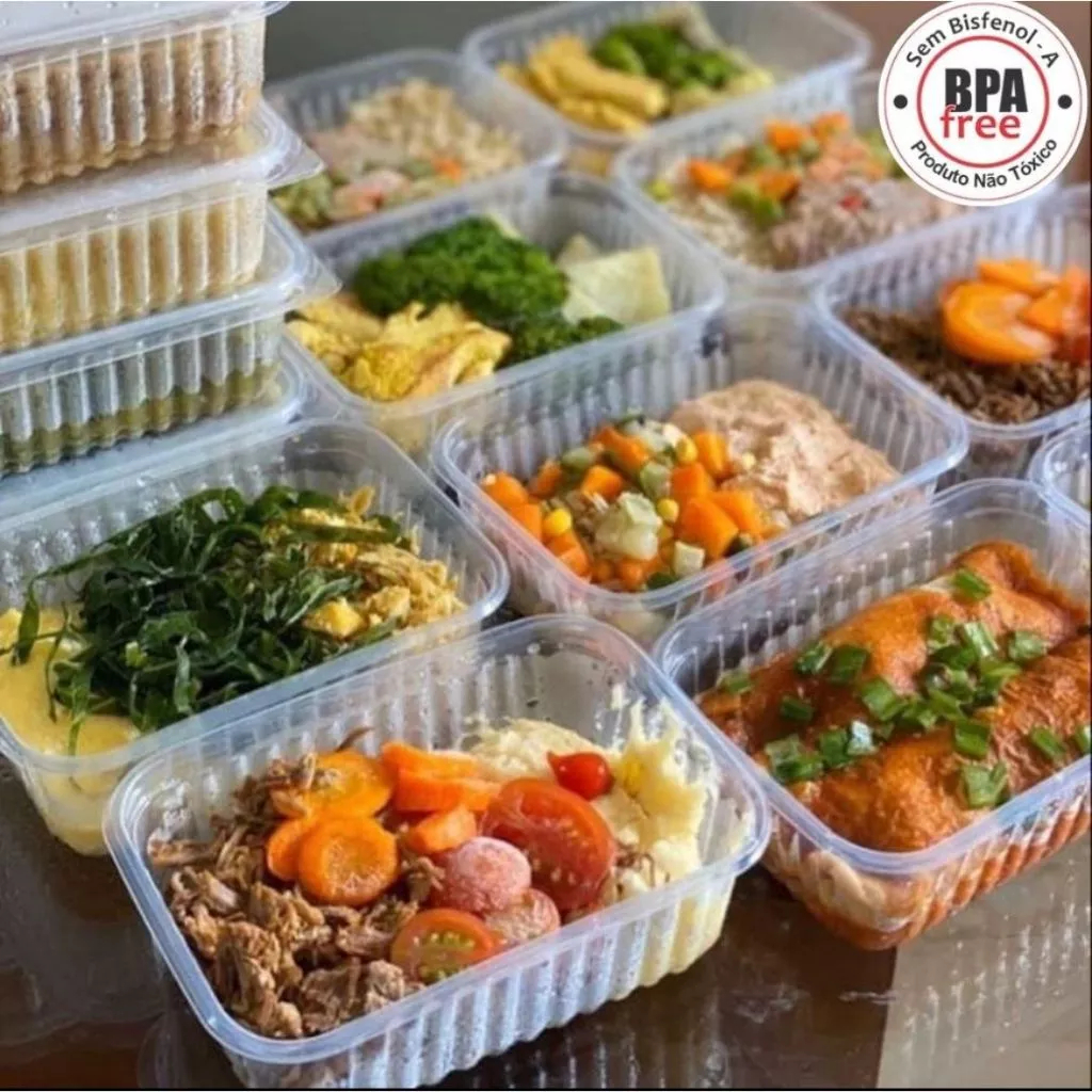 24 un Pote Retangular Marmita Descartável  Fitness Fit Freezer Microondas Dieta em Oferta na Shopee