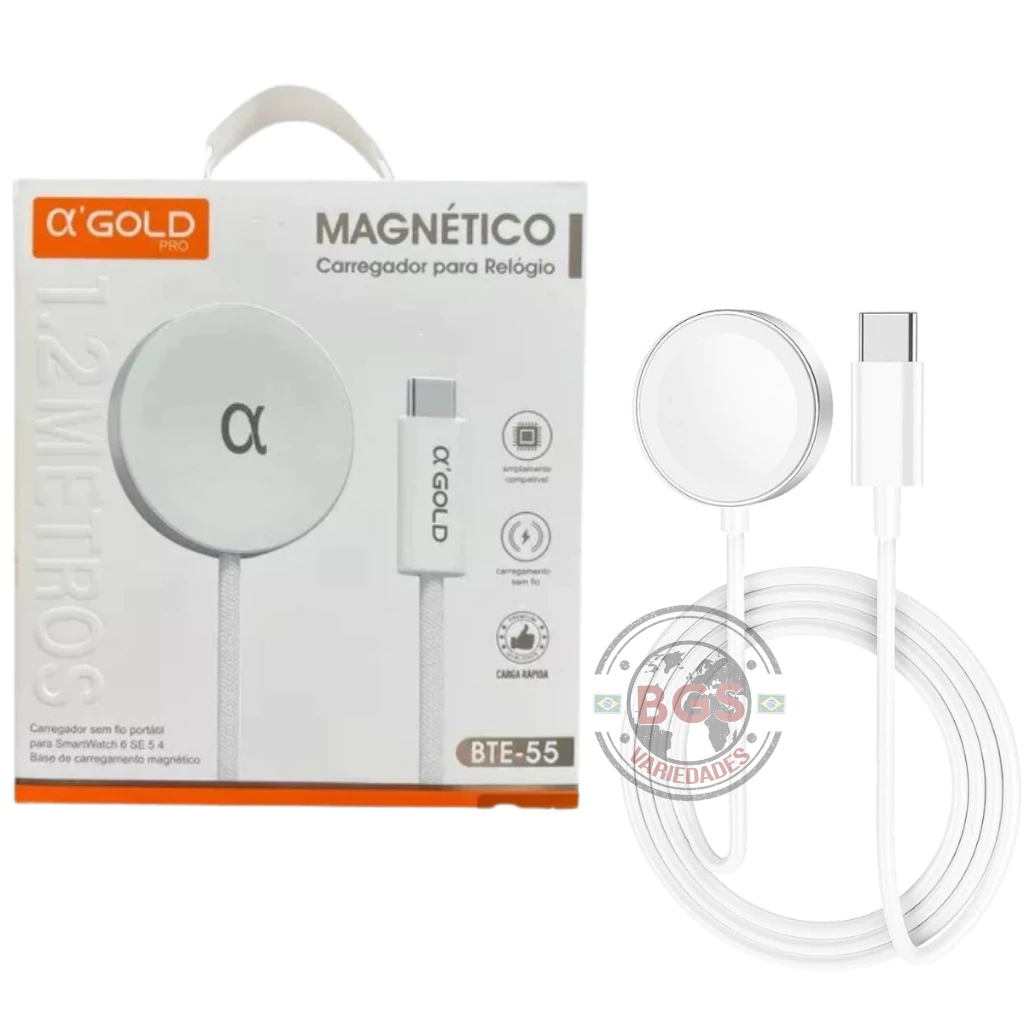 Cabo Carregador Para SmartWatch Apple Watch Magnetico Tipo C 1.2 Metros