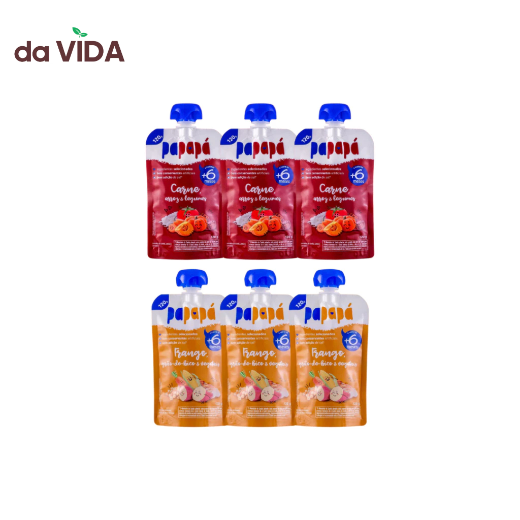 PAPAPA KIT 12UN - 2 SABORES - PAPINHA ORGANICA COM CARNE 120G
