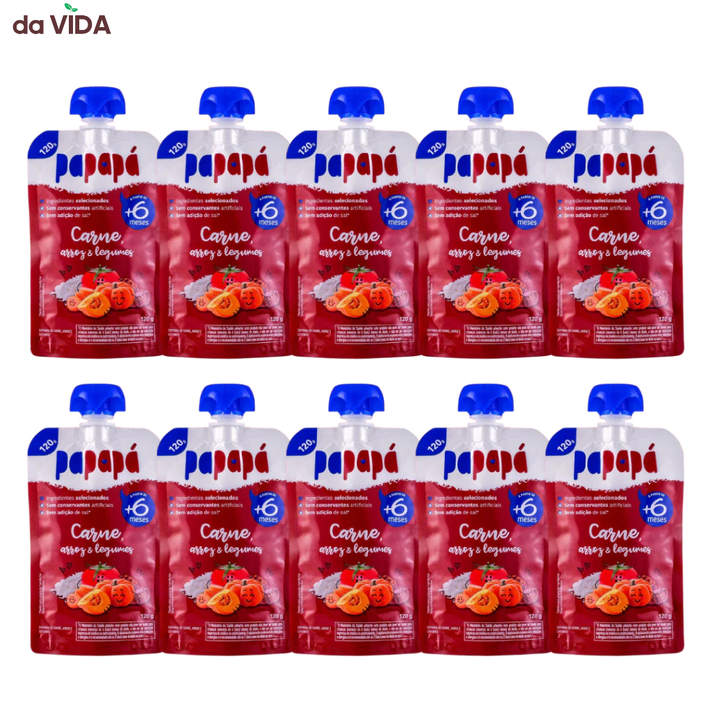 PAPAPA KIT 10UN - 1 SABOR - PAPINHA ORGANICA COM CARNE 120G