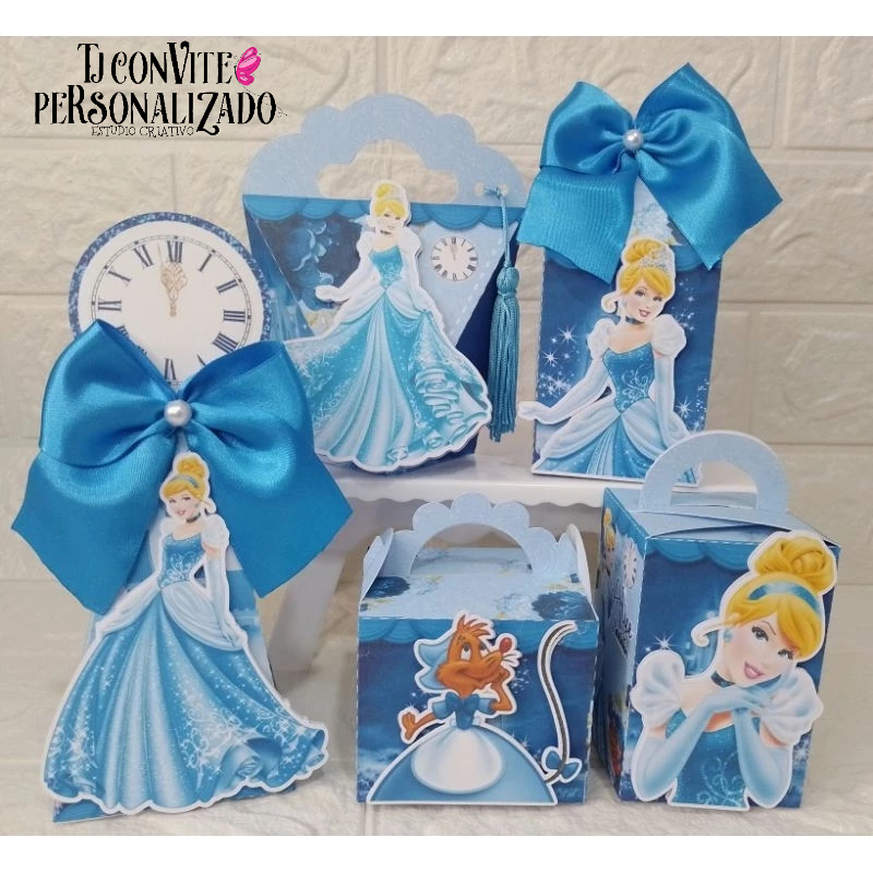 Kit Personalizados Cinderela  Mimos de Aniversário Lembrancinhas Caixinhas Personalizadas Kit Festa