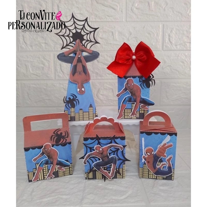 Kit Personalizados Homem-aranha  Mimos de Aniversário Lembrancinhas Caixinhas Personalizadas Kit Festa