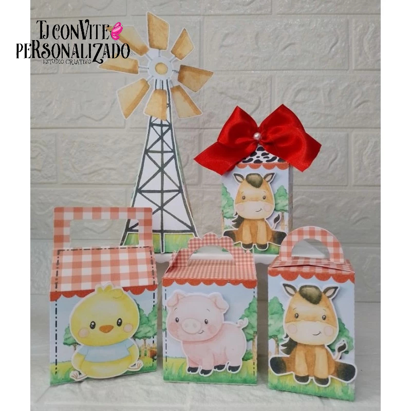 Kit Personalizados fazendinha vermelha/ Mimos de Aniversário Lembrancinhas Caixinhas Personalizadas Kit Festa