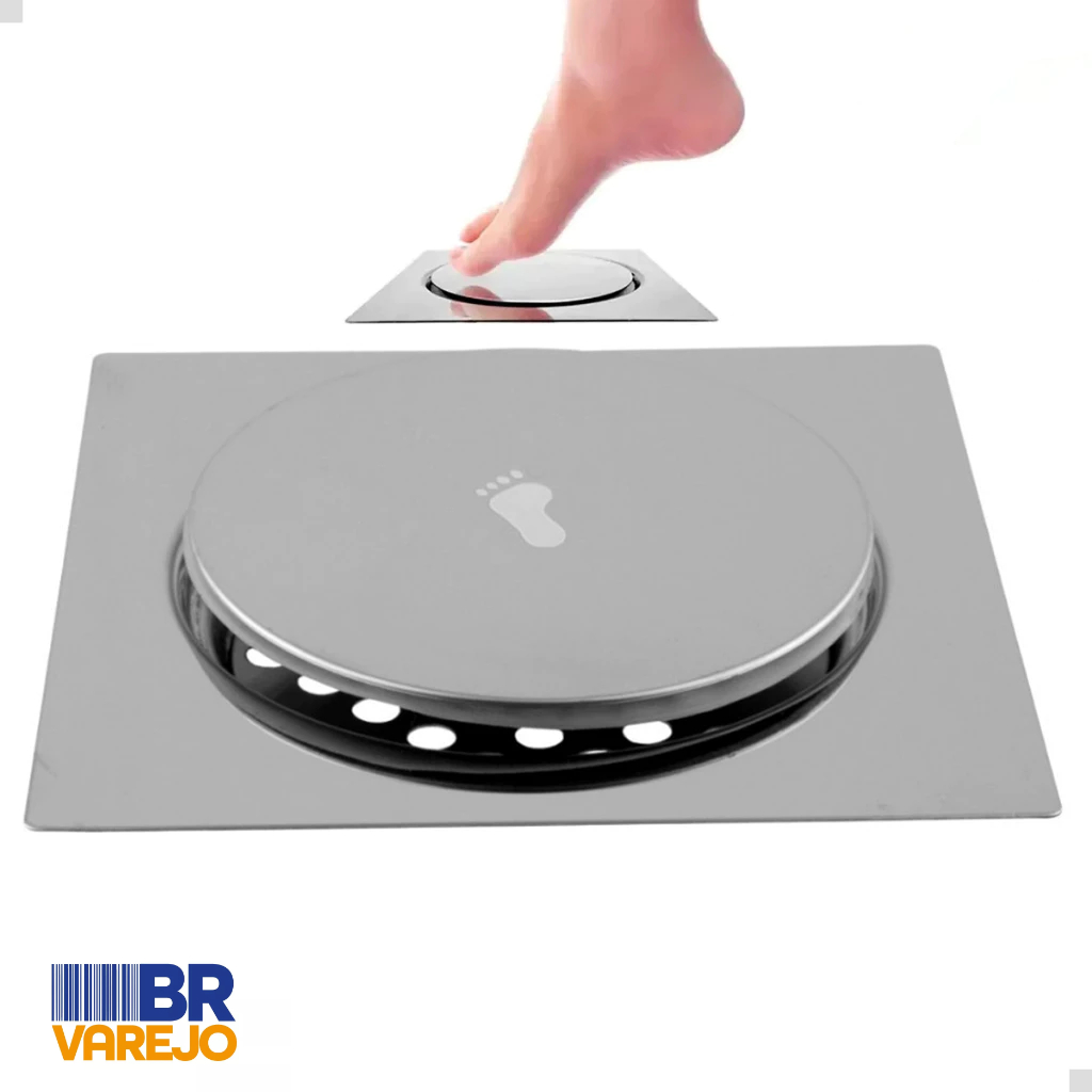 Ralo De Banheiro Inox Click Inteligente 15x15cm