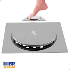 Ralo De Banheiro Inox Click Inteligente 15x15cm