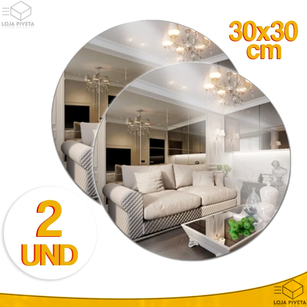 Kit 2 Espelho Autocolante 30x30cm Decorativo Acrílico Banheiro Sala em Oferta na Shopee