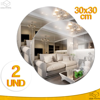 Kit 2 Espelho Autocolante 30x30cm Decorativo Acrílico Banheiro Sala em Oferta na Shopee