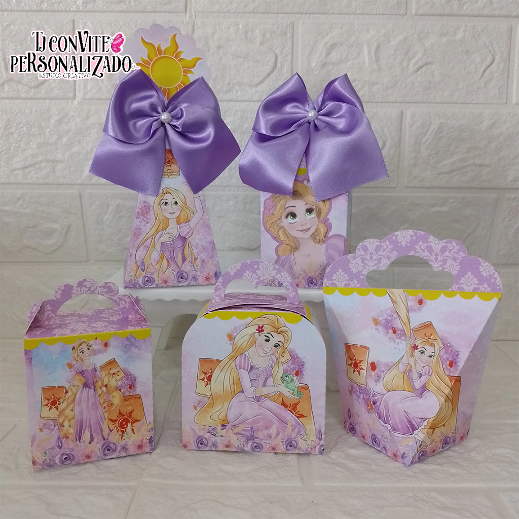 Kit Personalizados Rapunzel aquarela / Mimos de Aniversário Lembrancinhas Caixinhas Personalizadas