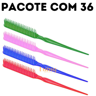 36 Pente Fitagem 3 Fileiras Para Finalização Cabelo Cacheado Com Cabo Fino em Oferta na Shopee