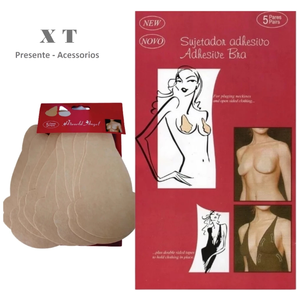 10 unidade sutiãs adesivos, tecido invisíveis para levantamento de seios pode ser cortado no tamanho certo（5pares）