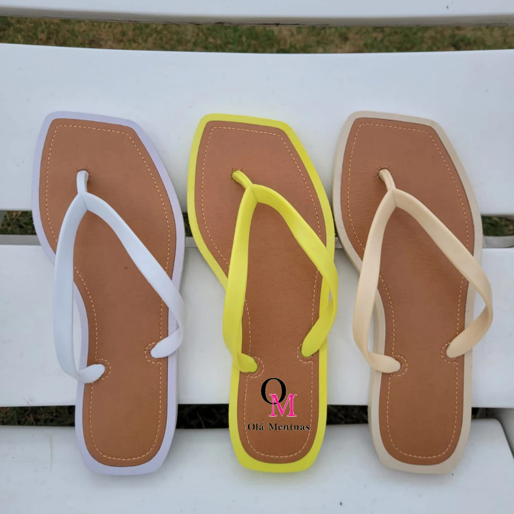 Chinelo Sandália  Rasteirinha Feminina Adulto Praia Piscina Cores Básicas