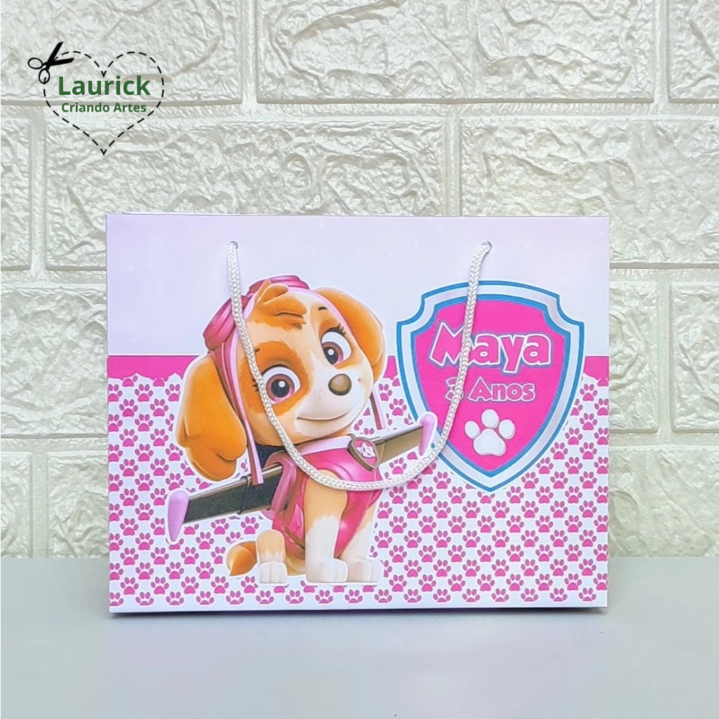 Sacolinha M horizontal Skye Personalizada Festa Infantil Lembrancinha Pegue e Monte