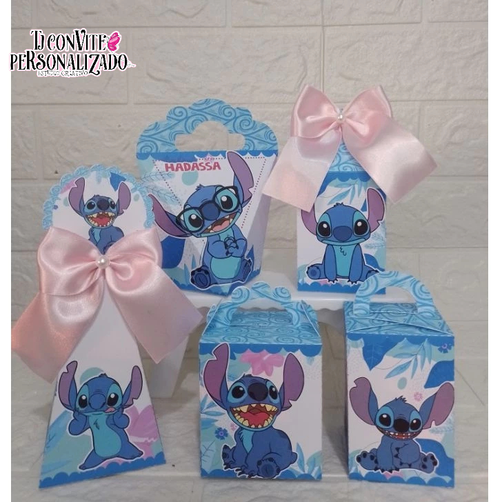 Kit Personalizados  Stitch Rosa 🩷/ Mimos de Aniversário Lembrancinhas Caixinhas Personalizadas