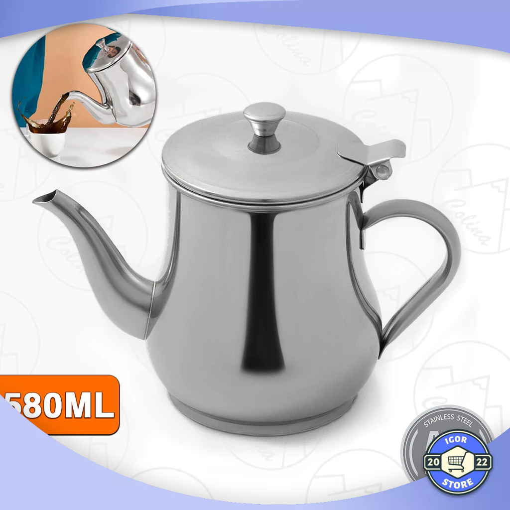 Bule Em Aço Inox Jarra Com Tampa Para Servir Café Chá Leite Sucos 580ML Envio Imediato