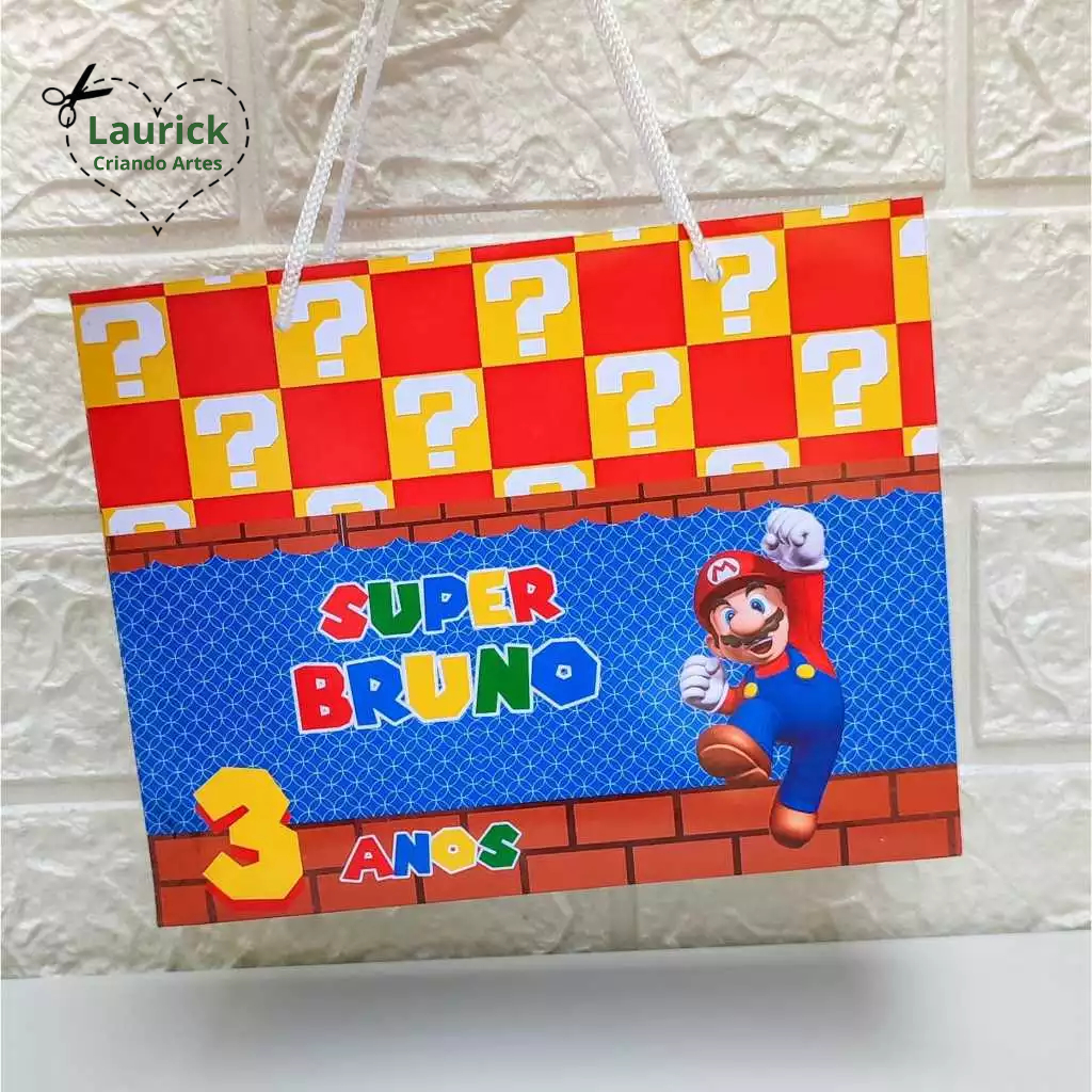 Sacolinha Personalizada Super Mário Festa Infantil Lembrancinha Aniversário