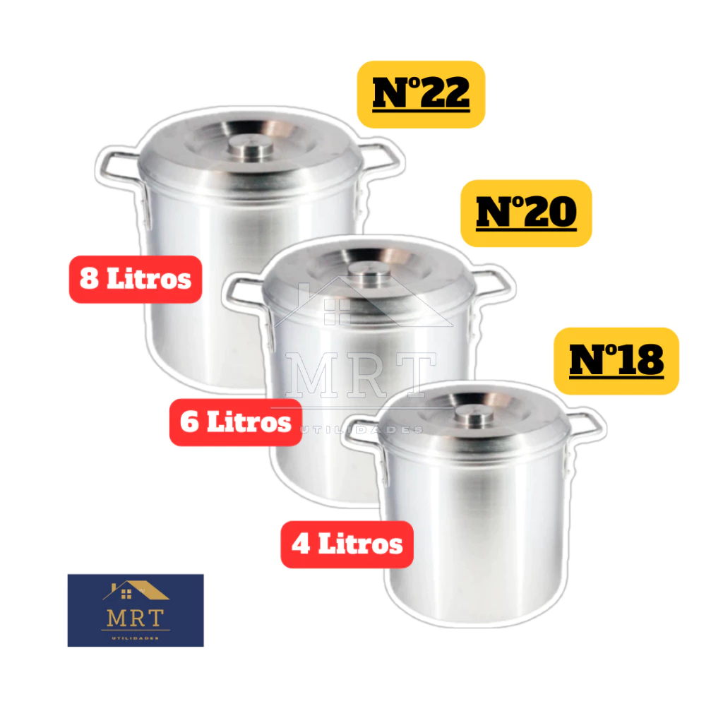 Kit 3 Peças Latãozinho N22 N20 N18 Jogo Feijoada / Caldeirão Hotel / Panela Canjica Latão Sopa