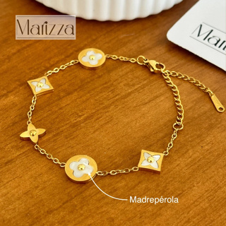 Pulseira e Colar Virginia Trevo Madrepérola Aço Inox Cor Ouro 18K ou Prata Kit Feminino em Oferta na Shopee