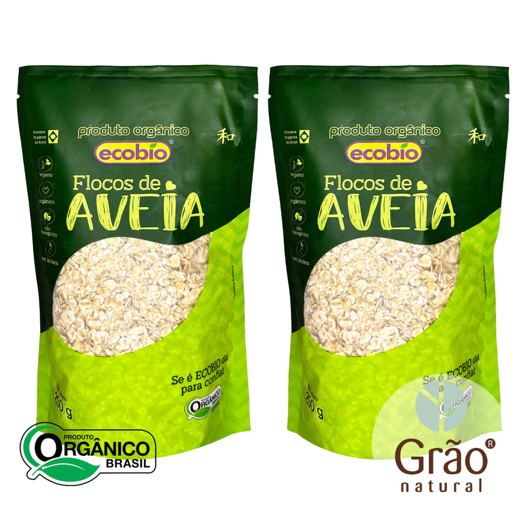 Flocos de Aveia Orgânico (2 Unidades) Vegano Não Transgênico 250g Ecobio