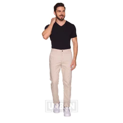 Calça Masculina Bege Sarja Modelo Esporte Fino Social Slim Fit