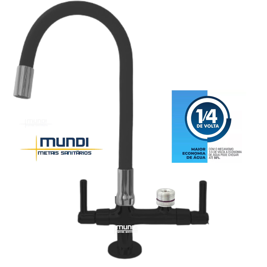 TORNEIRA PRETA Flexível COZINHA BANCADA para Filtro Purificador Soft IBBL Consul Lorenzetti
