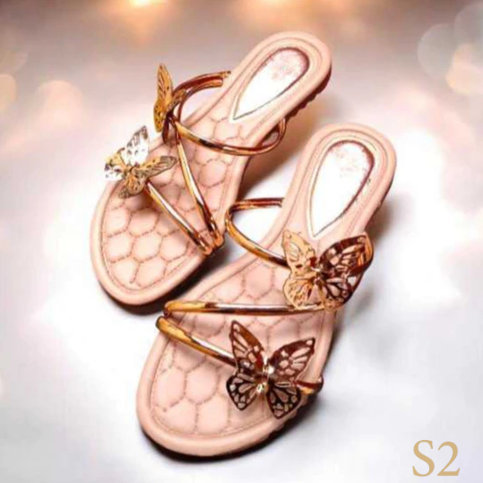Sandália Rasteira Feminina Rasteirinha Plana Confortável com Borboletas Ajustáveis  Delicada