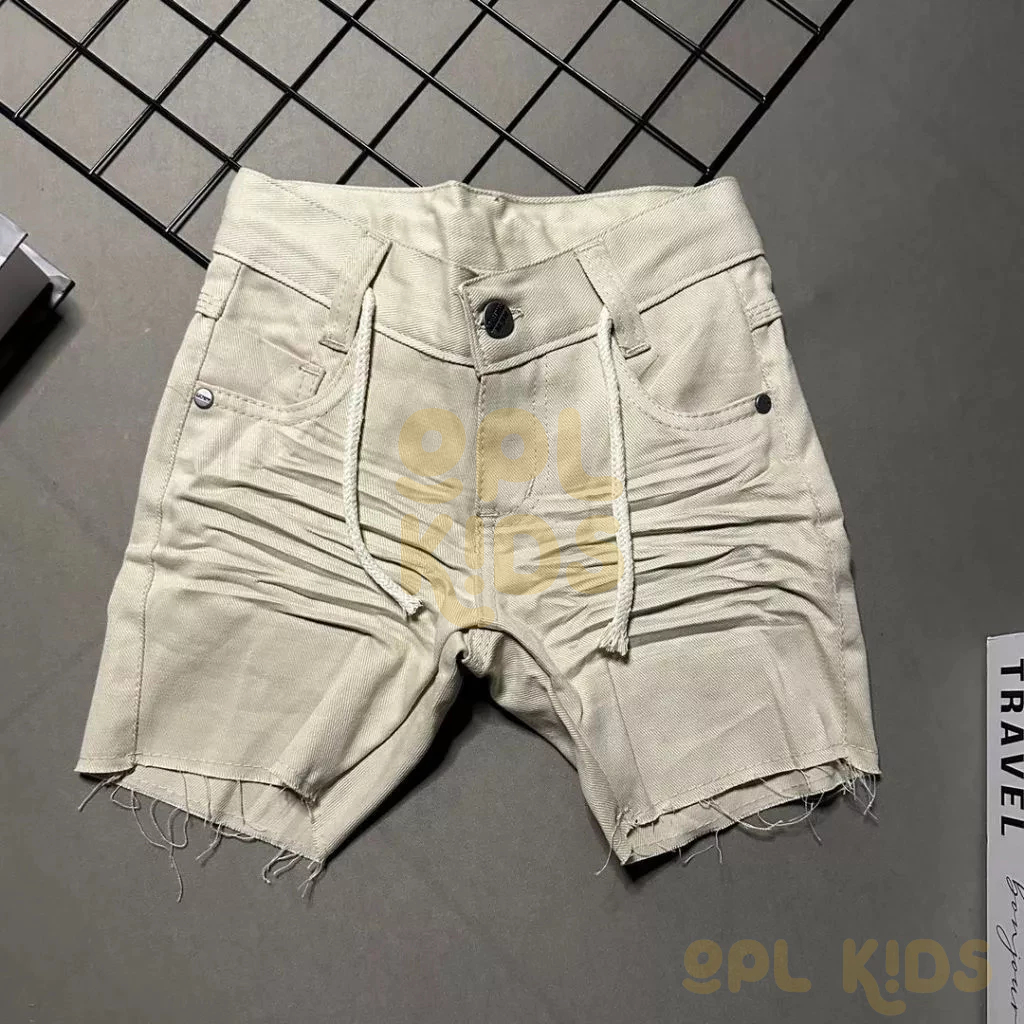 Bermuda Bege Preta Infantil Menino Mauricinho Sarja Juvenil Masculina Cadarço