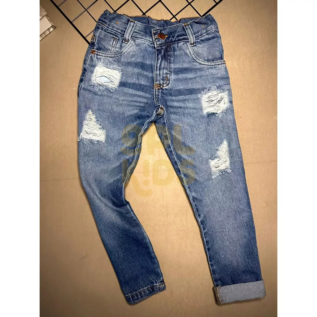 Calça Jeans Infantil Menino Destroyed Skinny 100% Algodão