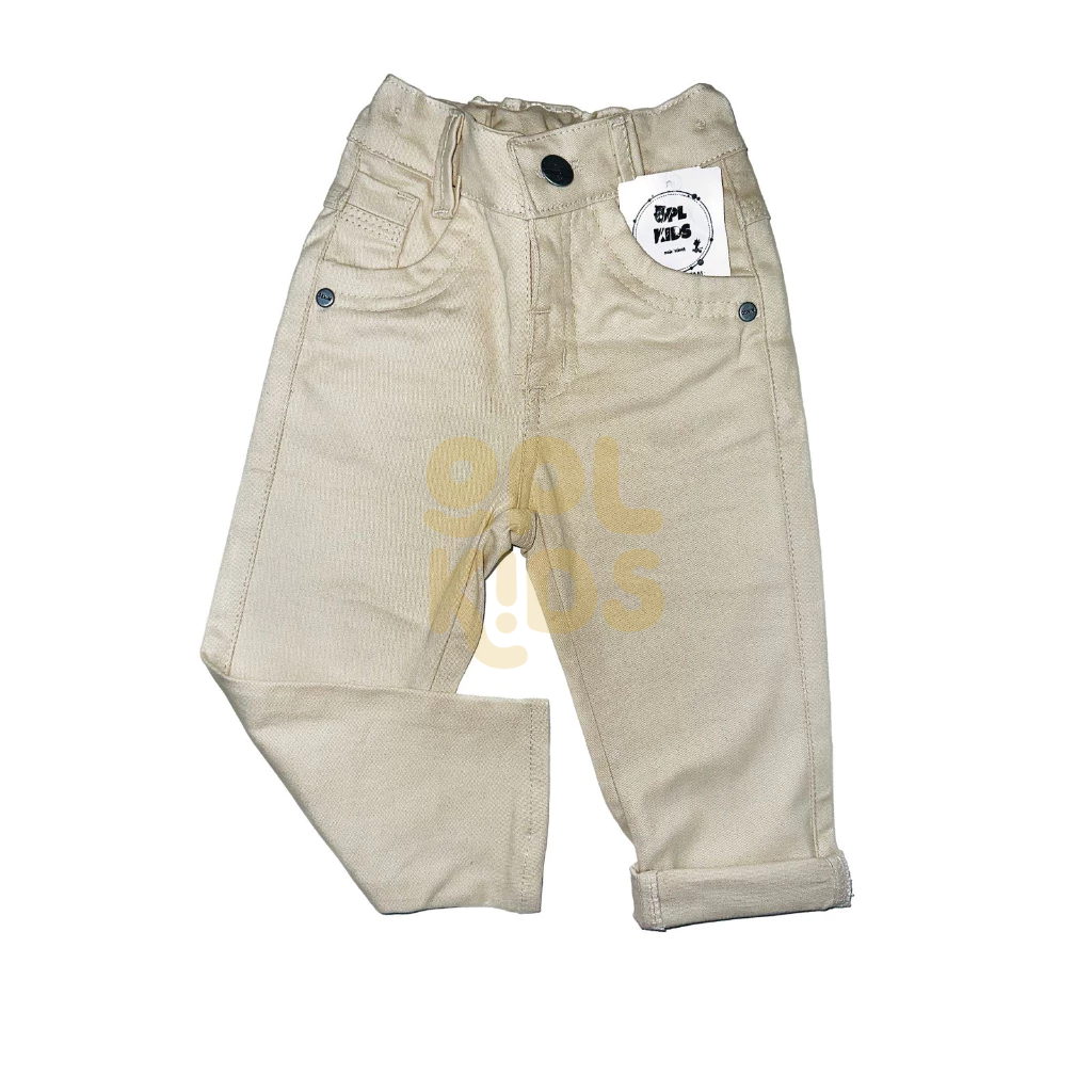 Calça Sarja Brim Infantil Bege Masculina Menino