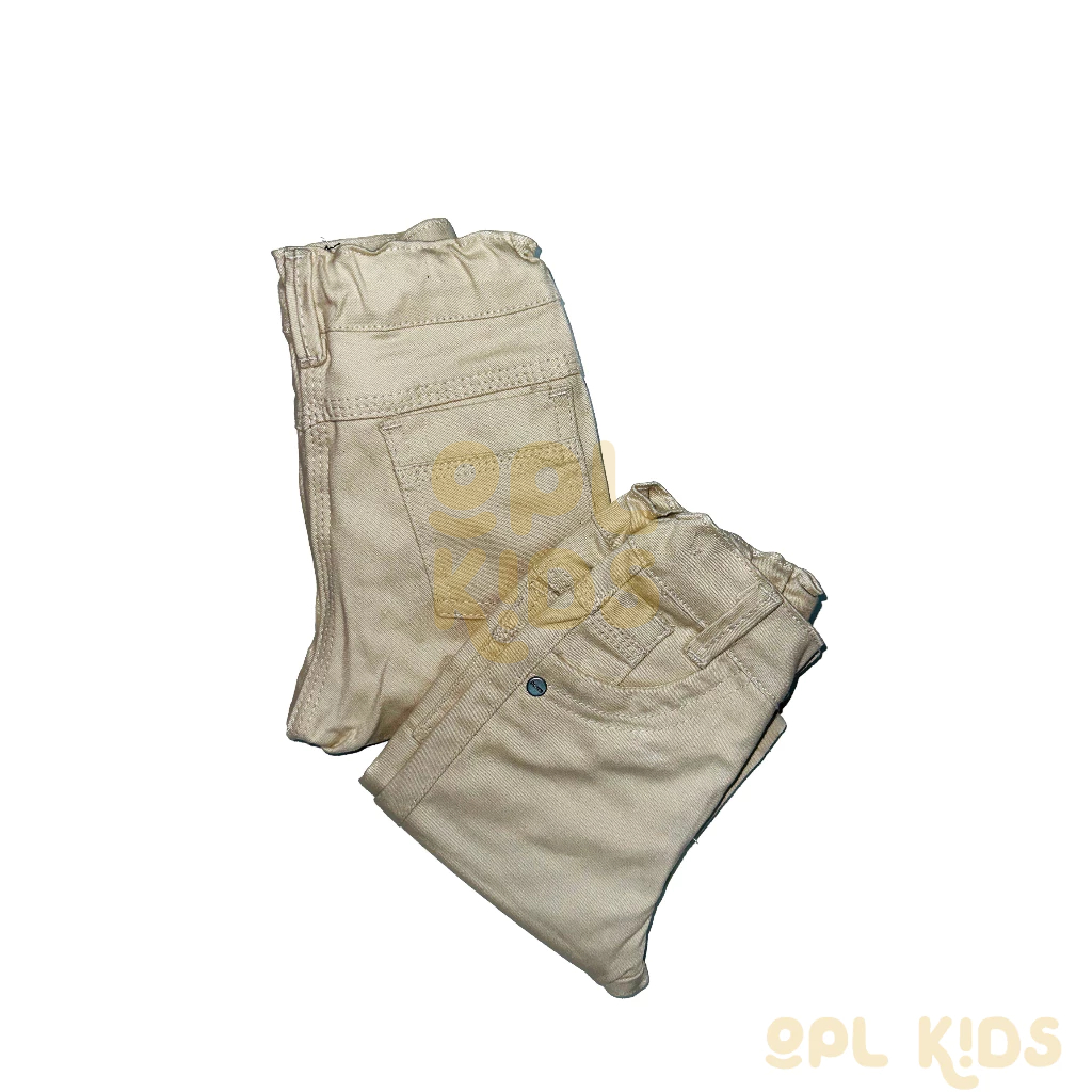 Calça Jeans Infantil Menino Bege Sarja Brim Masculina OPL KIDS